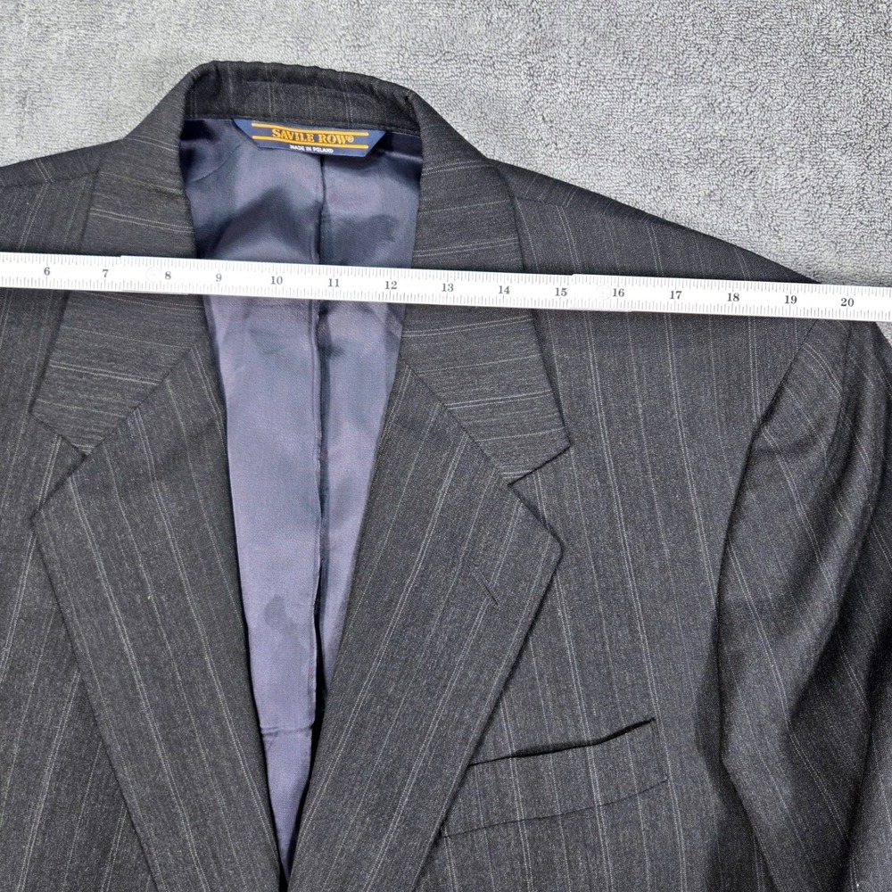 Savile Row Blazer Mens 46R(48) Charcoal Grey Pinstripe Virgin Wool Sport Coat - Picture 9 of 16
